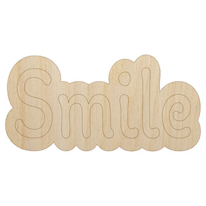 Smile Fun Text Unfinished Wood Shape Piece Cutout for DIY Craft Projects