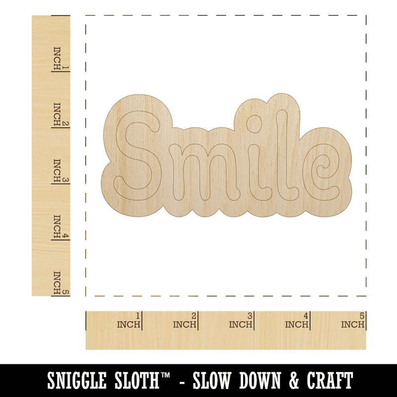 Smile Fun Text Unfinished Wood Shape Piece Cutout for DIY Craft Projects