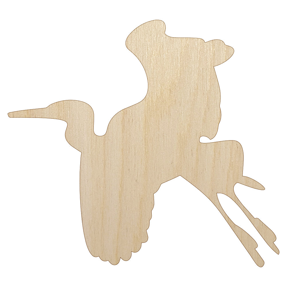 Stork Flying Solid Unfinished Wood Shape Piece Cutout for DIY Craft Projects