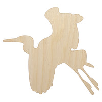 Stork Flying Solid Unfinished Wood Shape Piece Cutout for DIY Craft Projects