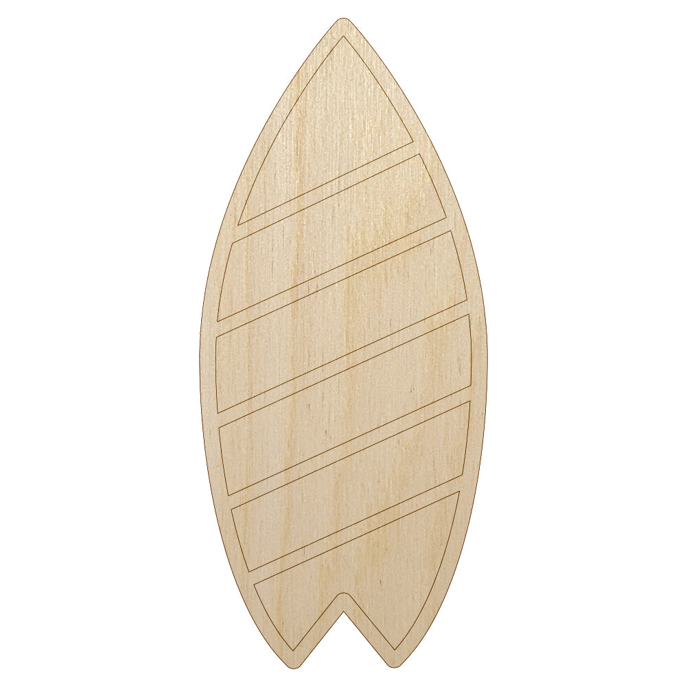 Striped Surfboard Unfinished Wood Shape Piece Cutout for DIY Craft Projects