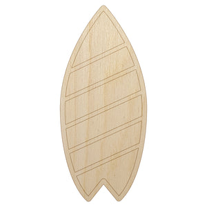 Striped Surfboard Unfinished Wood Shape Piece Cutout for DIY Craft Projects