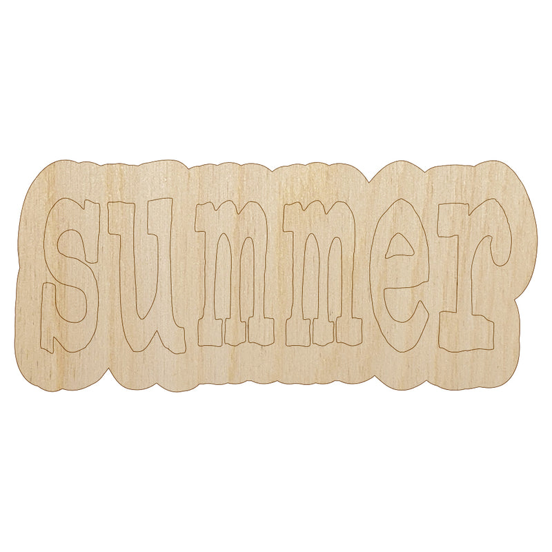 Summer Fun Text Unfinished Wood Shape Piece Cutout for DIY Craft Projects