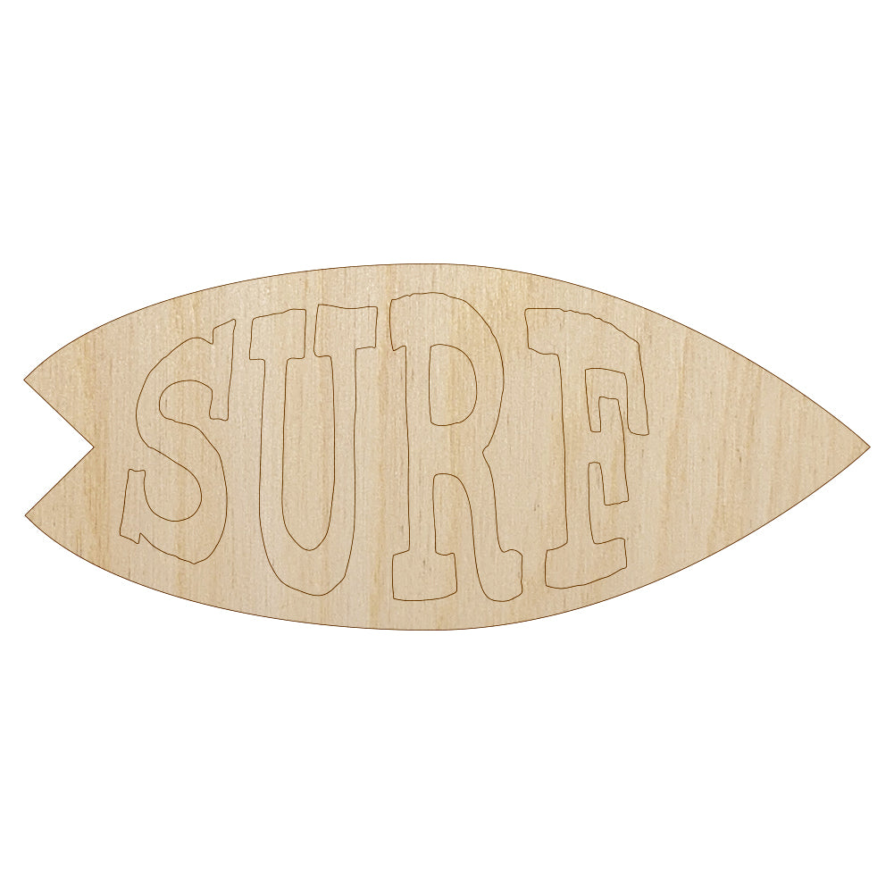 Surfing Surfboard Fun Text Unfinished Wood Shape Piece Cutout for DIY Craft Projects