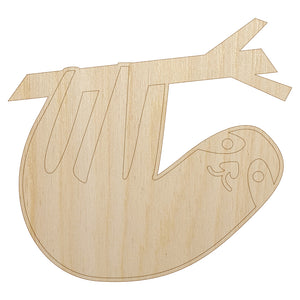 Sweet Sloth Hanging from Tree Unfinished Wood Shape Piece Cutout for DIY Craft Projects