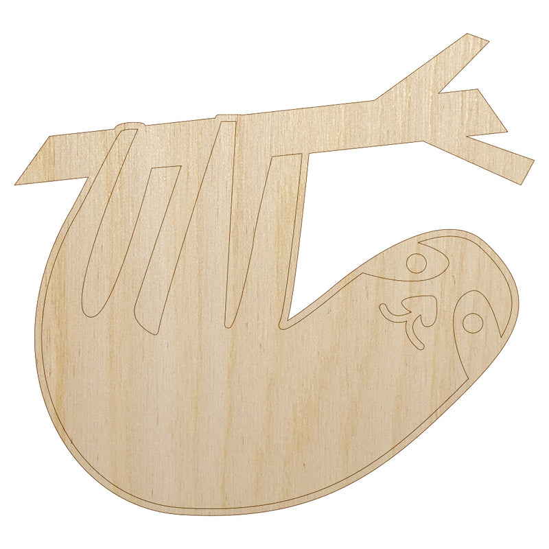 Sweet Sloth Hanging from Tree Unfinished Wood Shape Piece Cutout for DIY Craft Projects