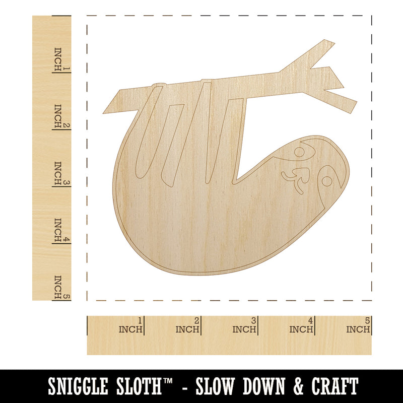 Sweet Sloth Hanging from Tree Unfinished Wood Shape Piece Cutout for DIY Craft Projects