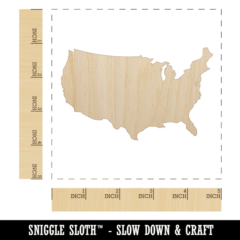 USA United States of America Solid Unfinished Wood Shape Piece Cutout for DIY Craft Projects