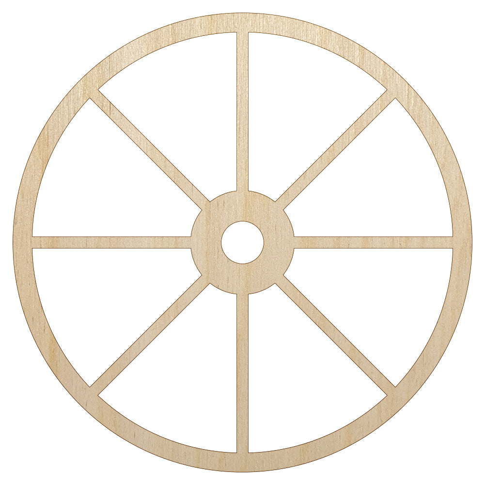 Wagon Wheel Solid Unfinished Wood Shape Piece Cutout for DIY Craft Projects