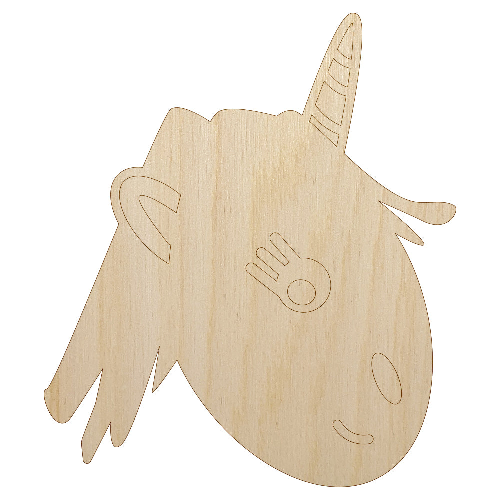 Adorable Unicorn Face Doodle Unfinished Wood Shape Piece Cutout for DIY Craft Projects