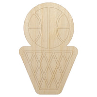 Basketball and Hoop Unfinished Wood Shape Piece Cutout for DIY Craft Projects