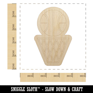 Basketball and Hoop Unfinished Wood Shape Piece Cutout for DIY Craft Projects