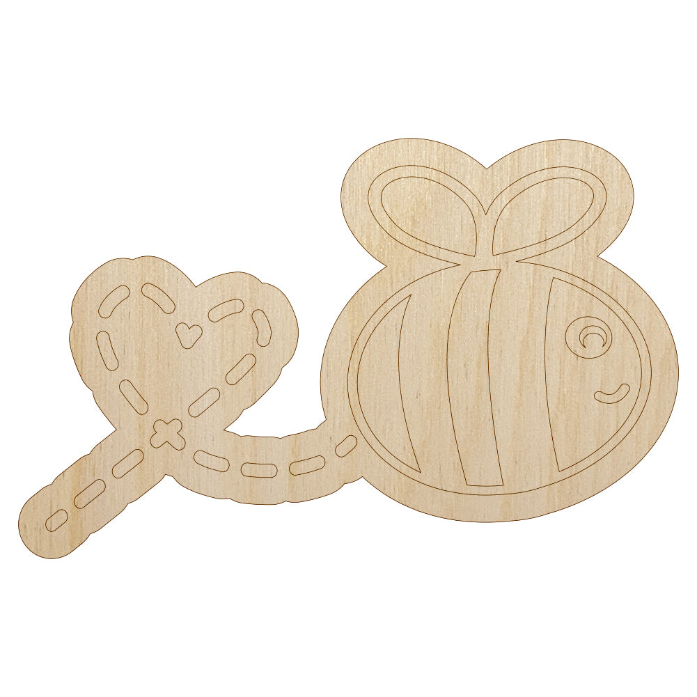 Buzzy Bumble Bee with Heart Unfinished Wood Shape Piece Cutout for DIY Craft Projects