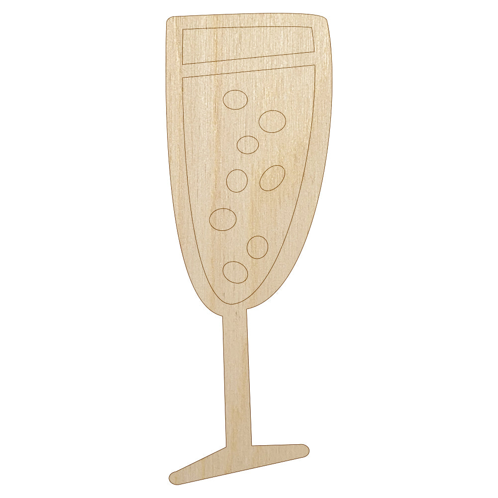 Champagne Glass Doodle Unfinished Wood Shape Piece Cutout for DIY Craft Projects