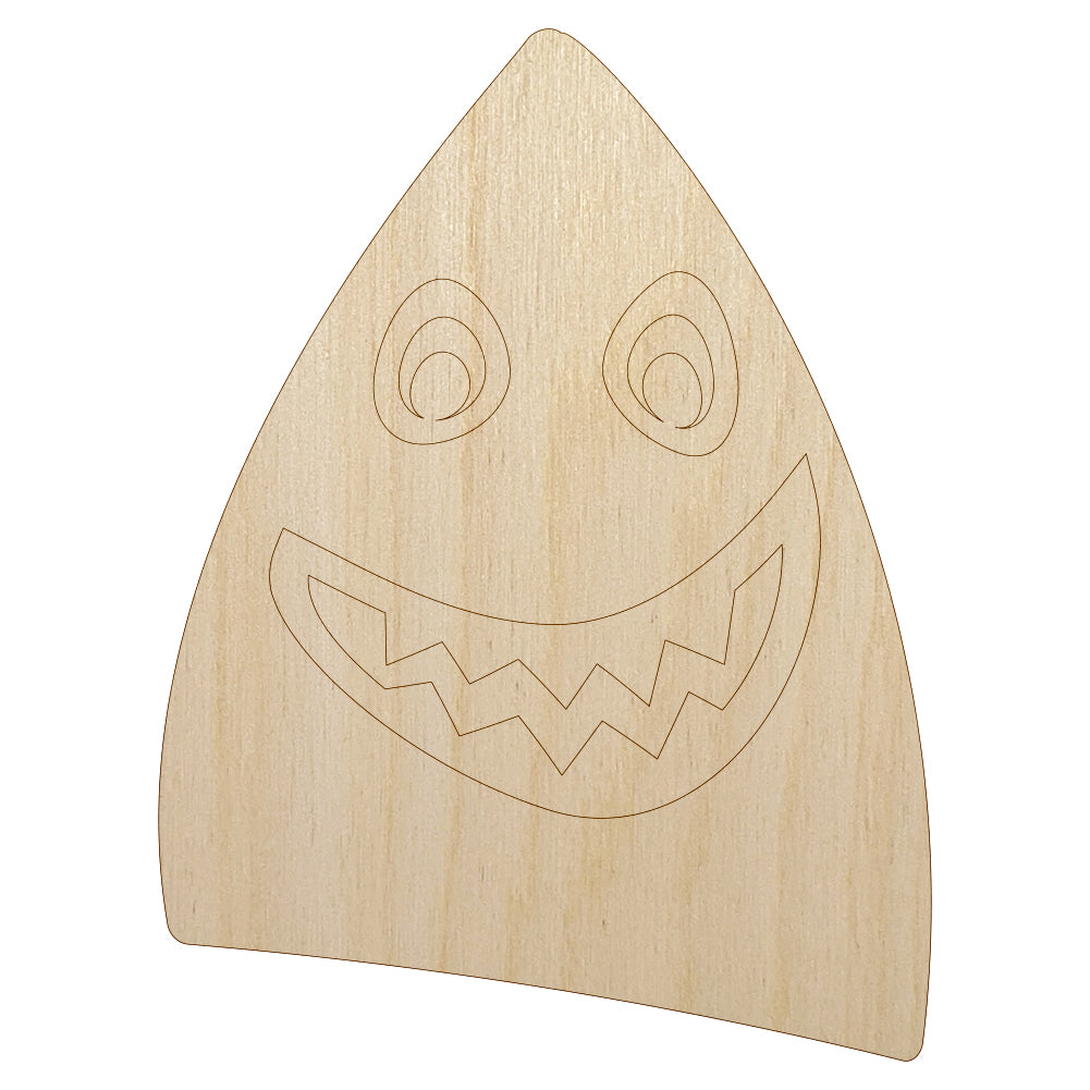 Cheerful Shark Face Unfinished Wood Shape Piece Cutout for DIY Craft Projects