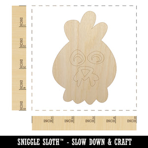 Chicken Rooster Face Doodle Unfinished Wood Shape Piece Cutout for DIY Craft Projects