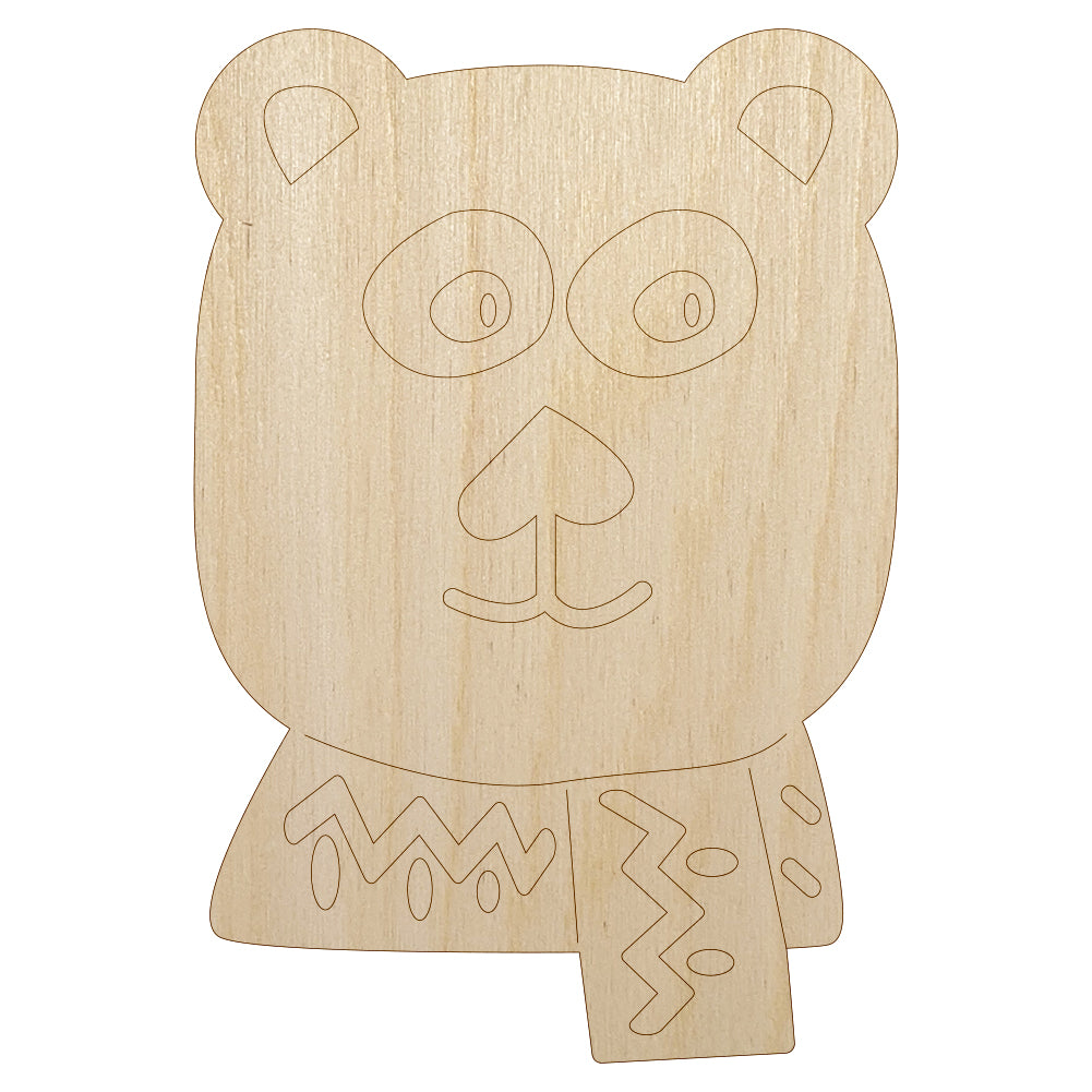 Cozy Polar Bear Unfinished Wood Shape Piece Cutout for DIY Craft Projects