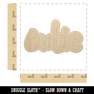 Cutie Cute Fun Text Unfinished Wood Shape Piece Cutout for DIY Craft Projects