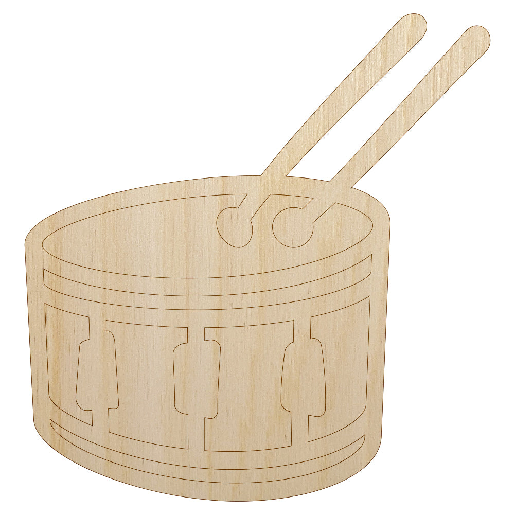 Drum with Sticks Music Instrument Doodle Unfinished Wood Shape Piece Cutout for DIY Craft Projects