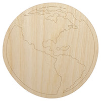 Earth Globe Travel Doodle Unfinished Wood Shape Piece Cutout for DIY Craft Projects