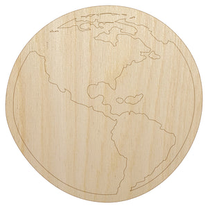 Earth Globe Travel Doodle Unfinished Wood Shape Piece Cutout for DIY Craft Projects