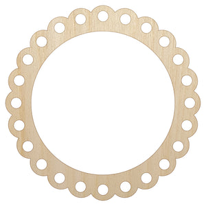 Fancy Scallop Round Frame Unfinished Wood Shape Piece Cutout for DIY Craft Projects