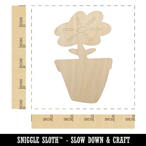 Flower Pot Doodle Unfinished Wood Shape Piece Cutout for DIY Craft Projects