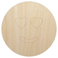 Heart Eyes Love Happy Face Emoticon Unfinished Wood Shape Piece Cutout for DIY Craft Projects