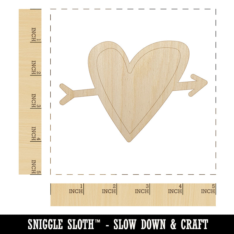 Heart Outline with Arrow Unfinished Wood Shape Piece Cutout for DIY Craft Projects