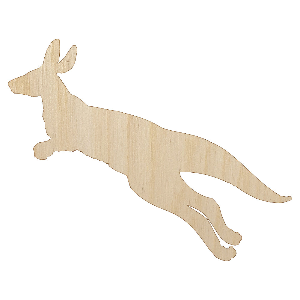 Kangaroo Jumping Solid Unfinished Wood Shape Piece Cutout for DIY Craft Projects