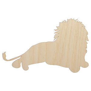 Lion Resting Solid Unfinished Wood Shape Piece Cutout for DIY Craft Projects