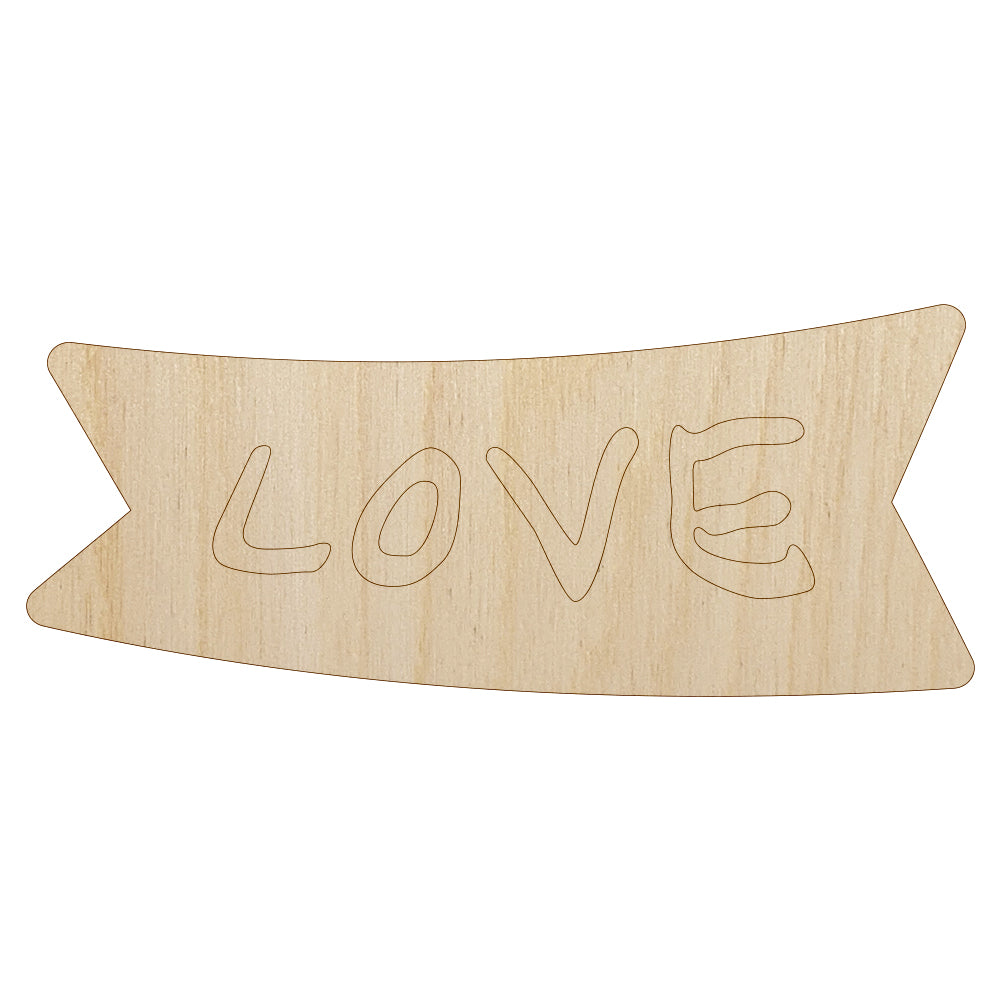 Love Banner Unfinished Wood Shape Piece Cutout for DIY Craft Projects