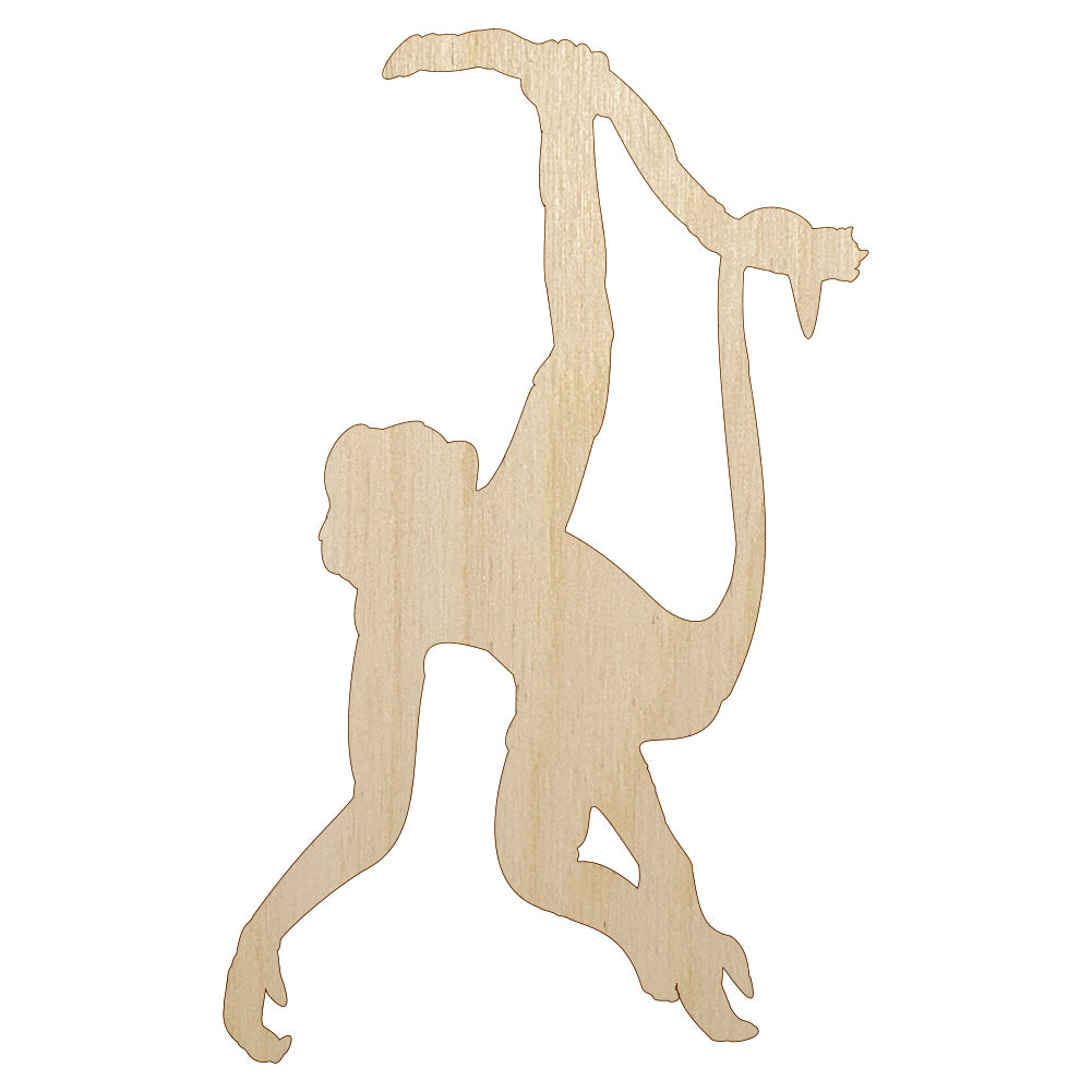Monkey Hanging from Tree Solid Unfinished Wood Shape Piece Cutout for DIY Craft Projects