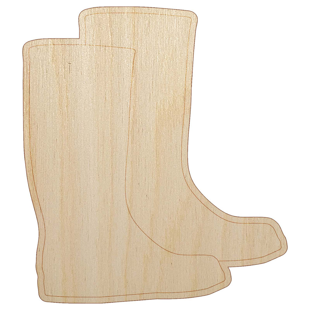 Rain Boots Solid Unfinished Wood Shape Piece Cutout for DIY Craft Projects