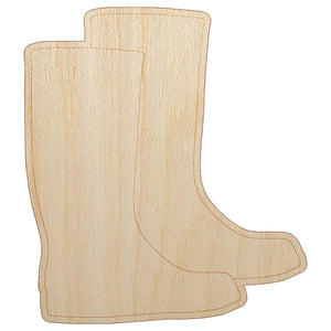 Rain Boots Solid Unfinished Wood Shape Piece Cutout for DIY Craft Projects