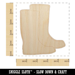 Rain Boots Solid Unfinished Wood Shape Piece Cutout for DIY Craft Projects