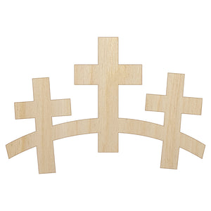 Three Crosses Unfinished Wood Shape Piece Cutout for DIY Craft Projects