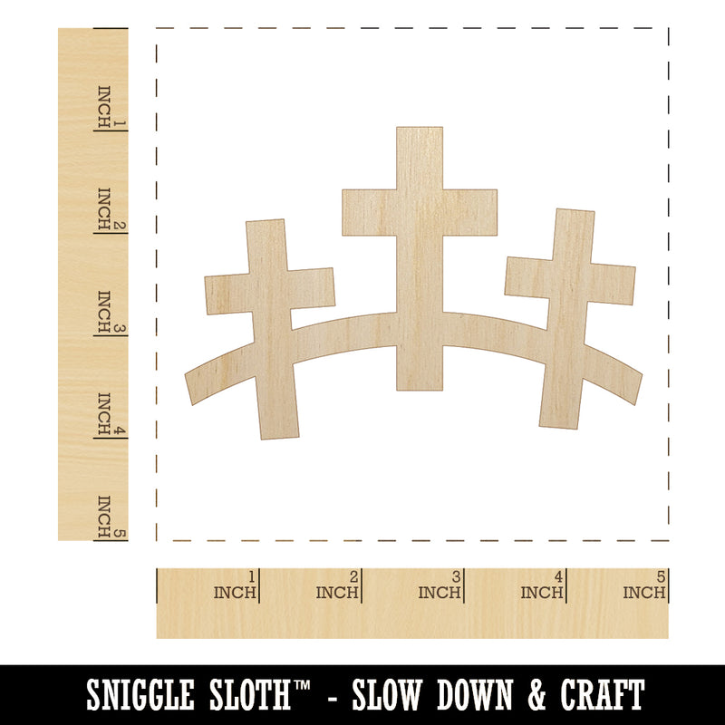 Three Crosses Unfinished Wood Shape Piece Cutout for DIY Craft Projects