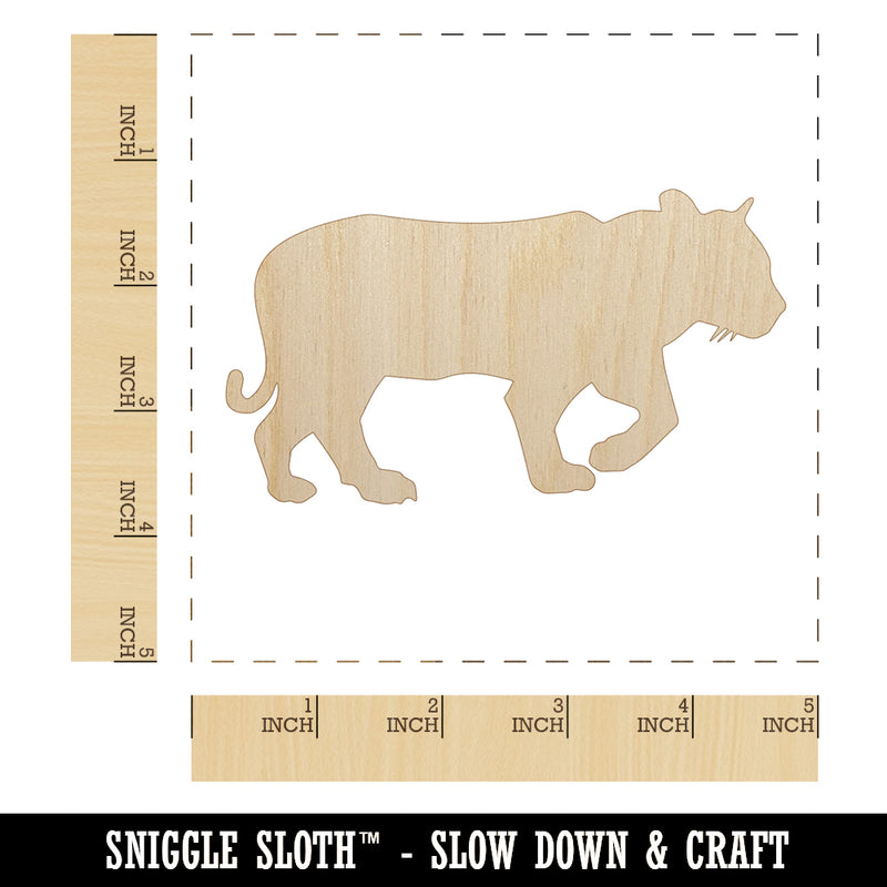 Tiger Walking Solid Unfinished Wood Shape Piece Cutout for DIY Craft Projects