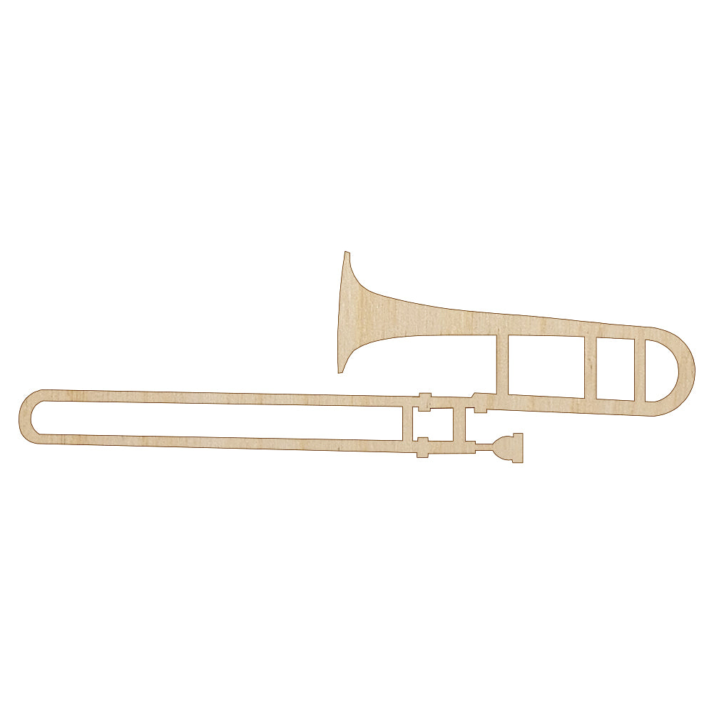 Trombone Music Instrument Silhouette Unfinished Wood Shape Piece Cutout for DIY Craft Projects