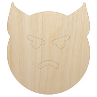 Angry Devil Face Emoticon Unfinished Wood Shape Piece Cutout for DIY Craft Projects