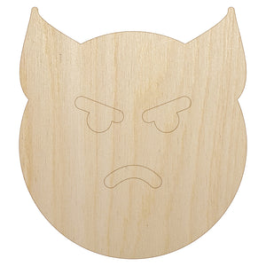 Angry Devil Face Emoticon Unfinished Wood Shape Piece Cutout for DIY Craft Projects