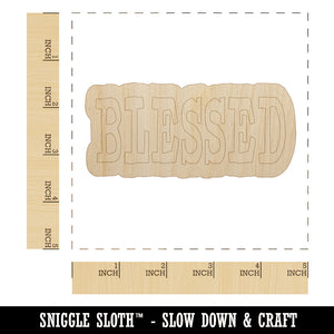 Blessed Text Unfinished Wood Shape Piece Cutout for DIY Craft Projects