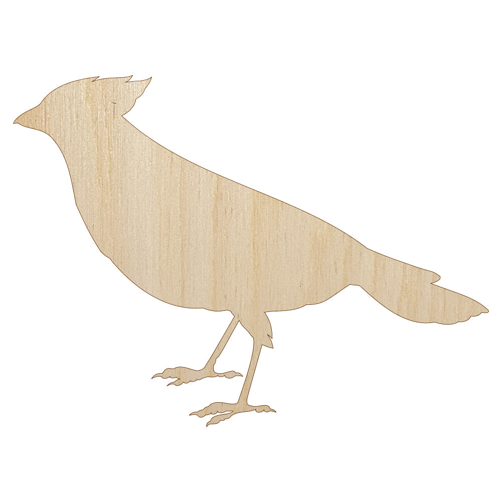 Cardinal Bird Standing Solid Unfinished Wood Shape Piece Cutout for DIY Craft Projects