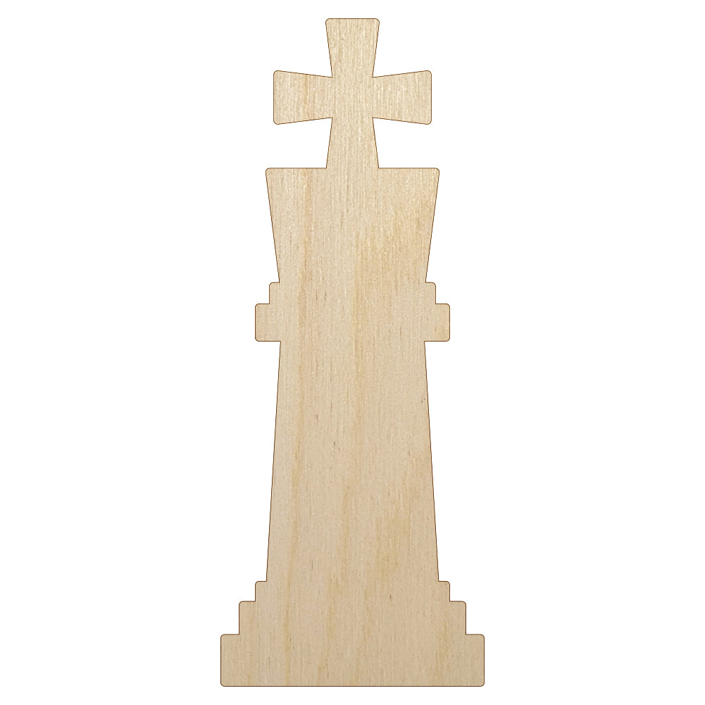 Chess King Piece Unfinished Wood Shape Piece Cutout for DIY Craft Projects