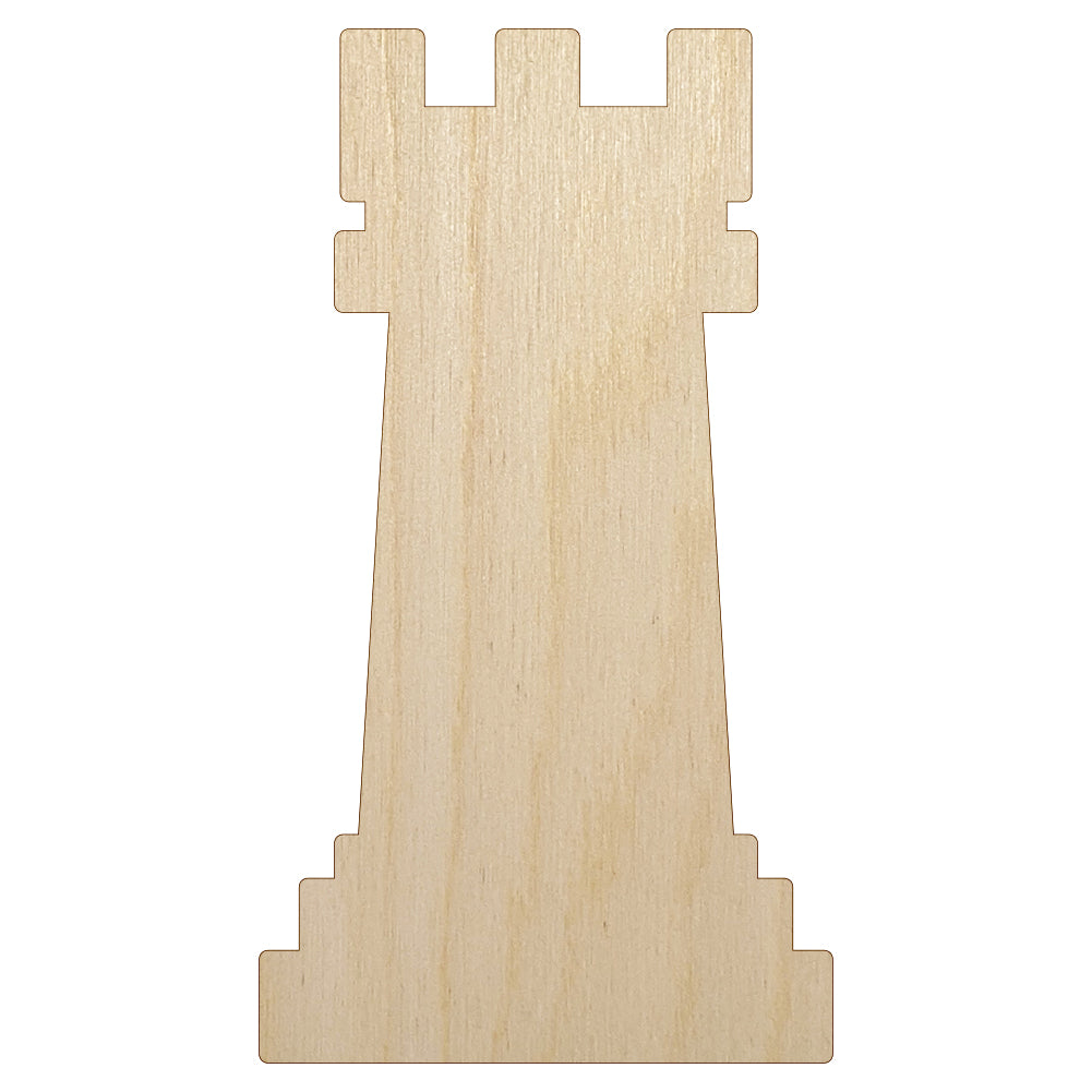 Chess Rook Piece Unfinished Wood Shape Piece Cutout for DIY Craft Projects