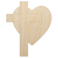 Cross and Heart Love Christian Unfinished Wood Shape Piece Cutout for DIY Craft Projects