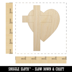 Cross and Heart Love Christian Unfinished Wood Shape Piece Cutout for DIY Craft Projects