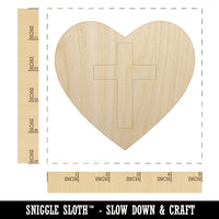 Cross in Heart Christian Unfinished Wood Shape Piece Cutout for DIY Craft Projects
