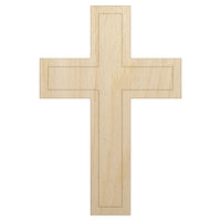 Cross with Outline Christian Unfinished Wood Shape Piece Cutout for DIY Craft Projects